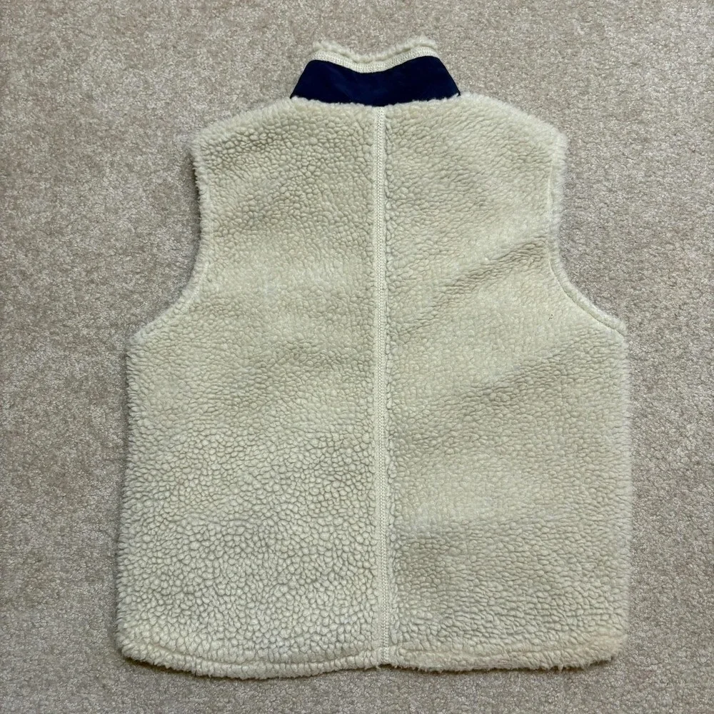 Patagonia Retro X Vest Kids Small White Blue Colorblock Deep Pile Sherpa Fleece